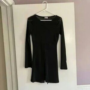 Charlotte Russe Nearly Sheer Long-Sleeved Black Shirt
